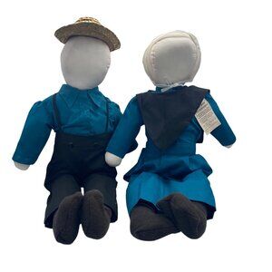 Vtg Katie's Amish Dolls Set Boy Girl Authentic Attire 23" USA Handmade Old Order
